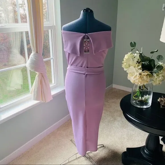 Boohoo + Berdot Tie Belt Midi Dress NWT Size 24 - Picture 4 of 6